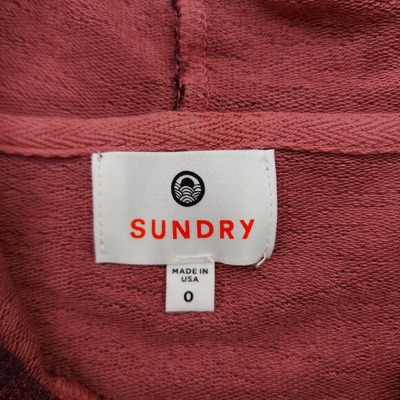 Sundry Hoodie Womens XS Oversized Plum Camo Stretch Slouchy  Boyfriend - Picture 8 of 11